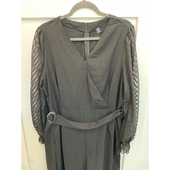 NWOT SHEIN Curve Clasi Plus Contrast Mesh Belted Jumpsuit, 2XL - Picture 3 of 6